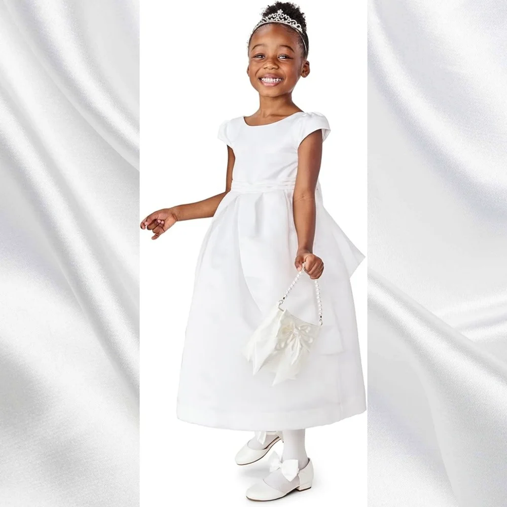 Gymboree Girls Special Occasion Elegant Formal White Satin Ruffle Dress Size 14